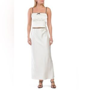 House Of Harlow 2pc Satin Cropped Camisole And Maxi Skirt Set sizes M and L